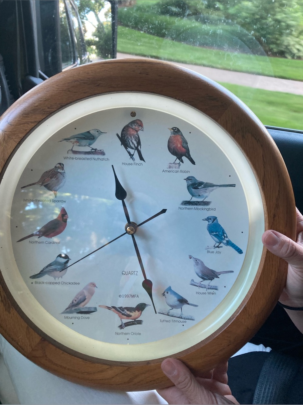 Bird-Themed Wall Clock by - Wood Finish